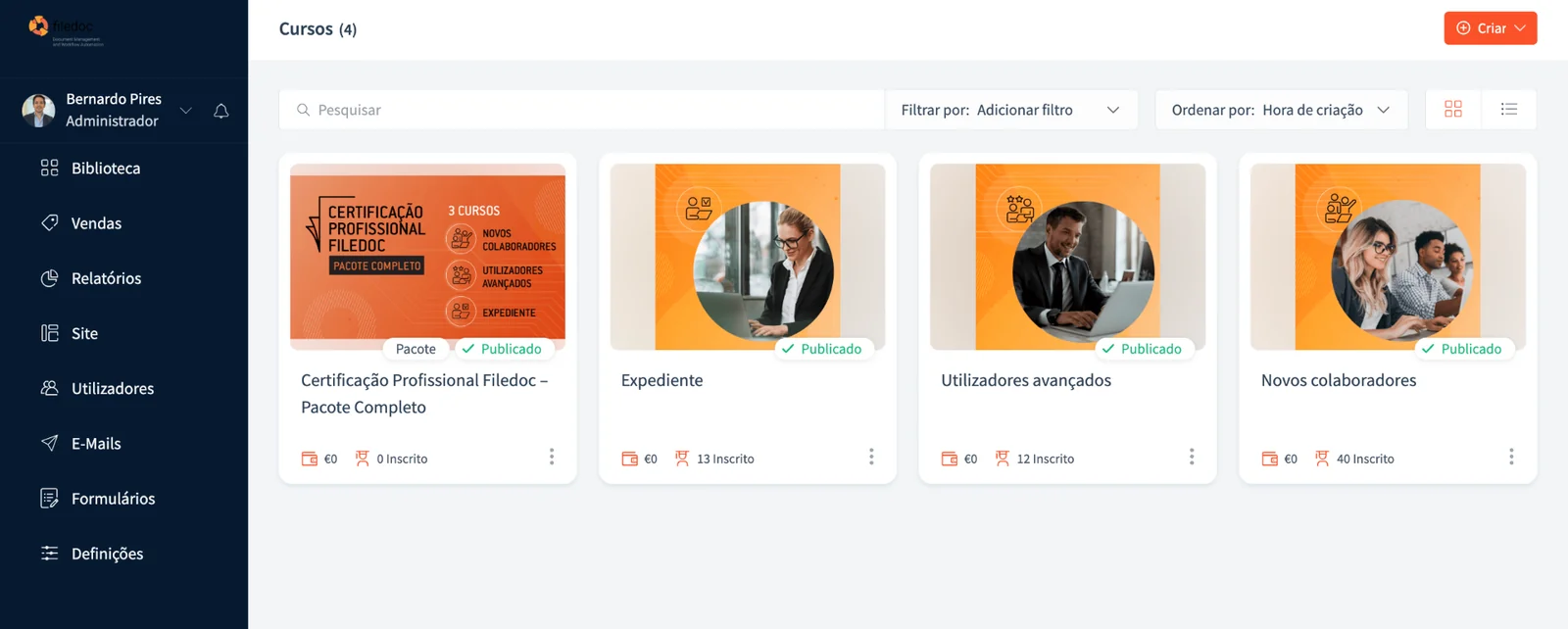 Biblioteca de cursos Filedoc Academy
